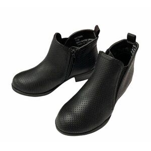 Sugar Girl's  Black Perforated Ankle Boots With Side Zipper Size 11